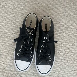 Converse Black Leather Lo-Top Sneakers
